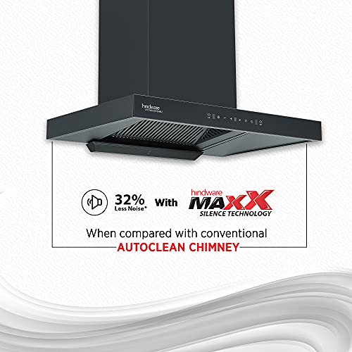 Image of Hindware Smart Appliances Atlanta 75 cm Chimney |1350 CMH | Auto Clean | MaxX Silence | Filterless | Touch Control, Motion Sensor | 10 Yrs Warranty on Motor & 2 Yrs on Product (Black, 32% Less Noise)
