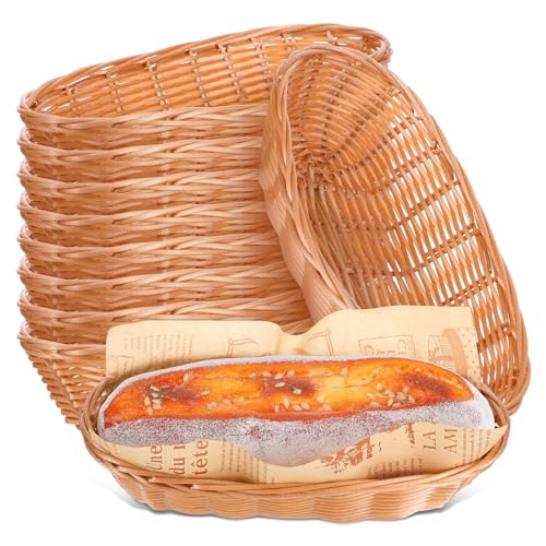 Cestas de mimbre plástico GANAZONO para pan, pack de 10 bandejas tejidas para cocina 2