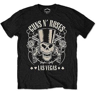 Guns & Roses Guns N’ Roses Top Hat, Skull & Pistols Las Vegas T-Shirt Homme - Les Beatles, Paul McCartney, John Lennon, RIngo Starr, George Harrison