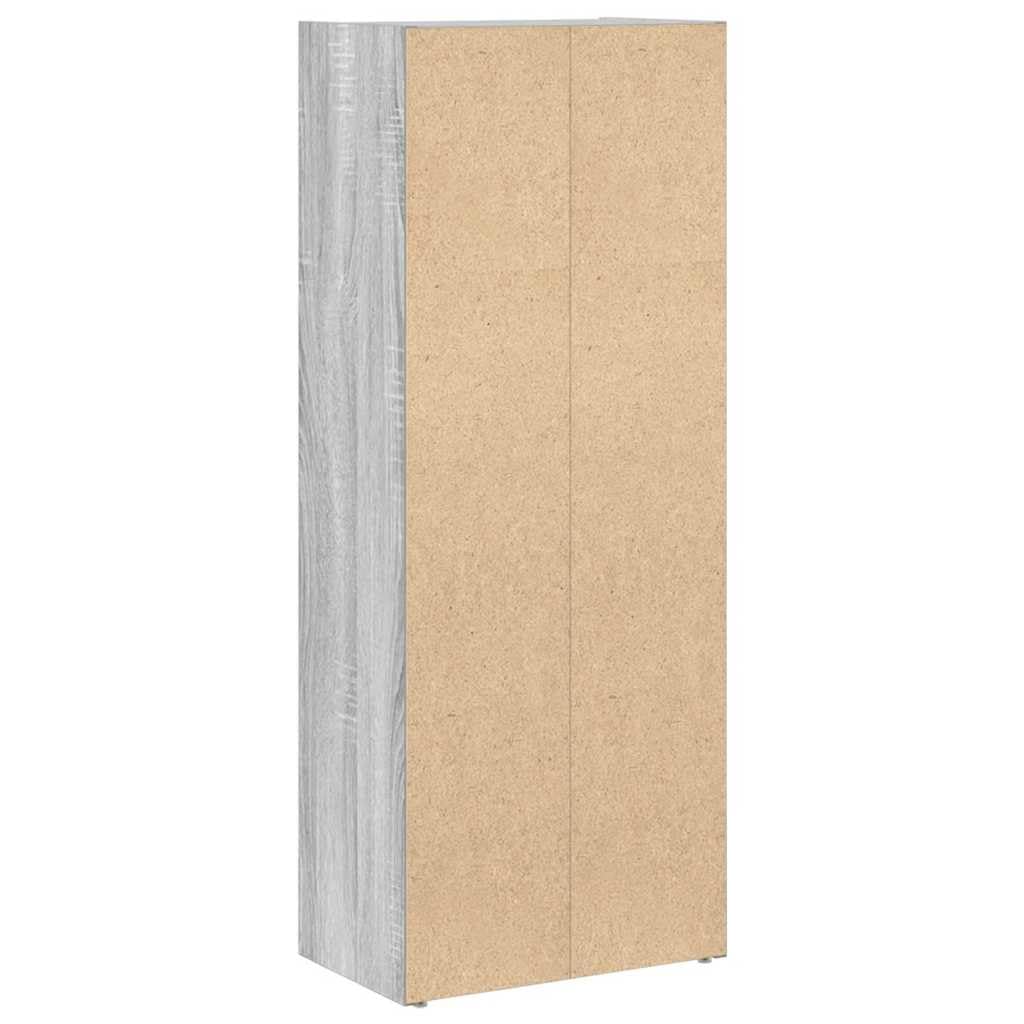 Librería estrecha alta gris Sonoma 40x24x102 cm madera con puerta para organizar libros en sala de estar