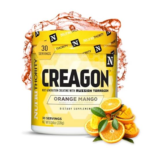 Creagon Next Generation Creatine by Nutrithority, Orange Mango, 30 Servings - Improve Muscle Recovery, Russian Tarragon Infused Creatine Post Workout Drink - Build Muscle, Strength, and Gains