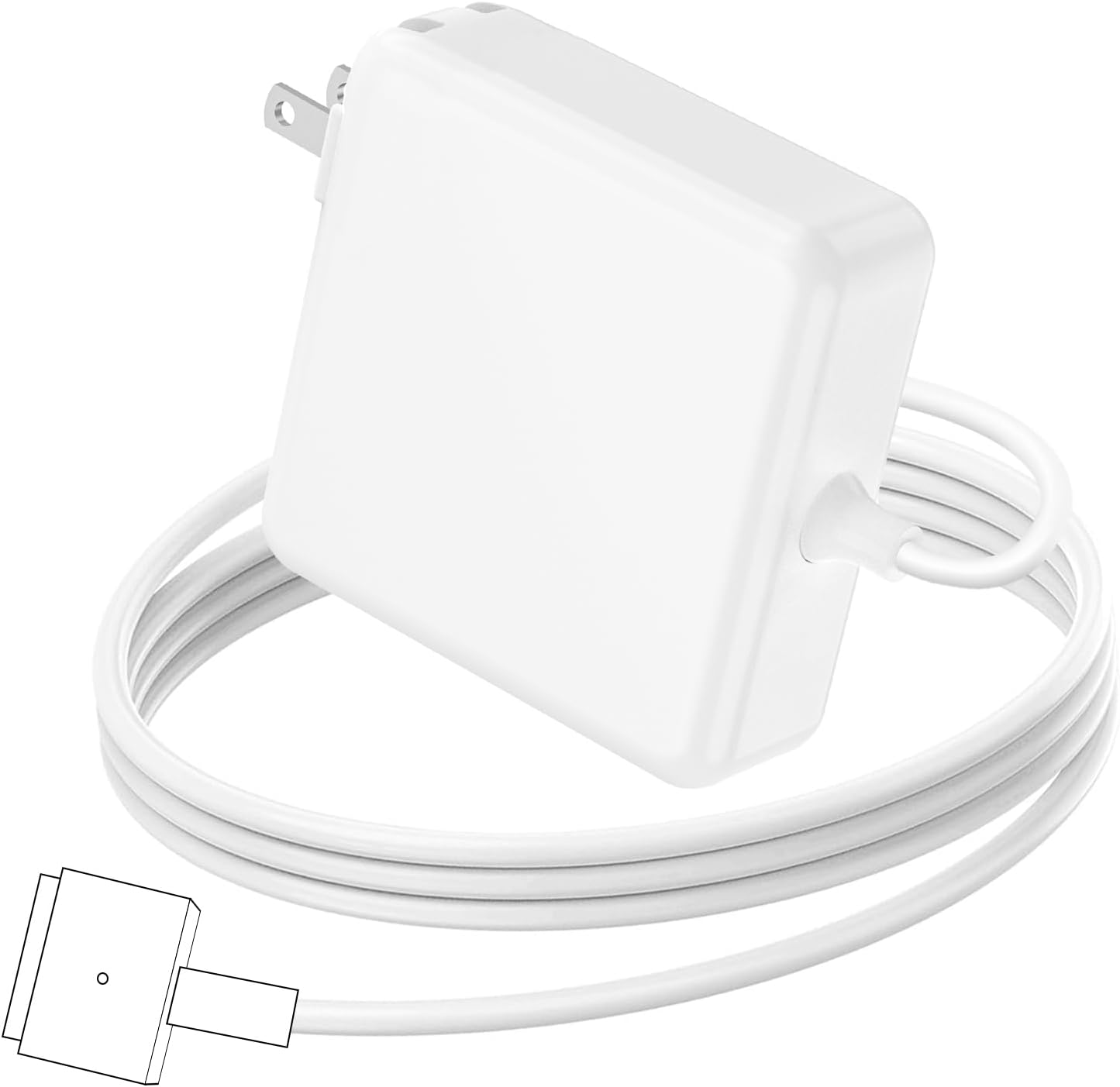 Mac Book Air Charger Replacement, 45W Power T-tip Magnetic DC Connector Adapter for Mac Book Air 11 inch and 13 inch (Between 2012-2017) (White)