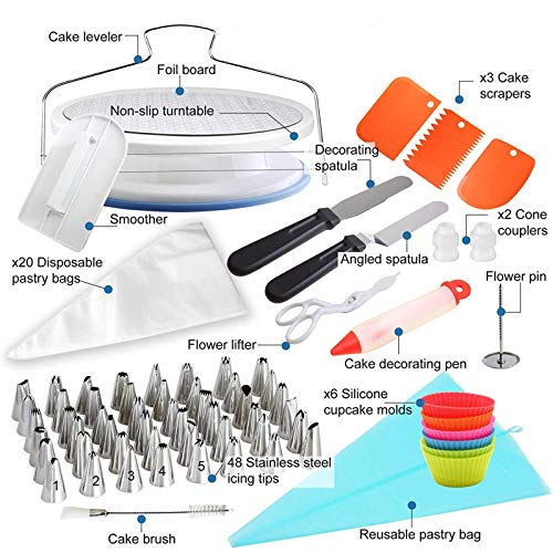 Ailelan Cake Decorating Kit, 90 Pcs Cake Decorating Supplies Kit for Beginners, Icing Spatula Smoother Pastry Tools