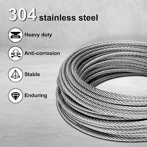 Cable de acero inoxidable 3/16 cuerda de alambre 150 pies resistente 7x19 3