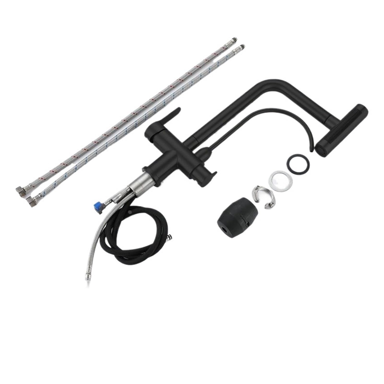 Robinet d'évier de cuisine extractible en cascade mitigeur noir eau pure cuisine G9/16