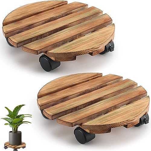 2 Pièces WPC Rouleaux pour Plantes, Rouleau à Fleurs 30 x 30 cm, Planche à Rouler Capacité de Charge 100 kg Plantes Fleur, Rouleau à Pot pour Utilisation Extérieure et Intérieure, Round