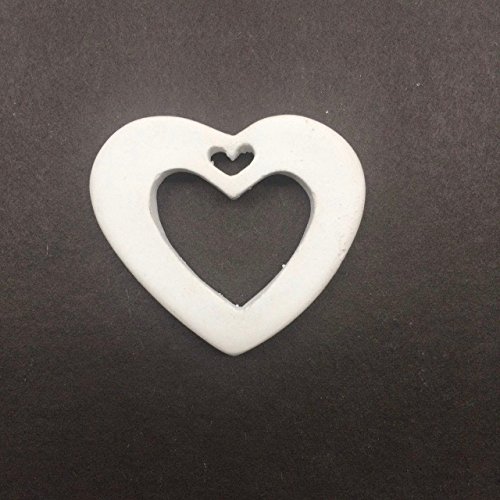 Vaquer Profumatori In Gesso A Forma Di Cuore – LD1092, Liscio Con Due Fori, 4x4 Cm, Confezione Da 24