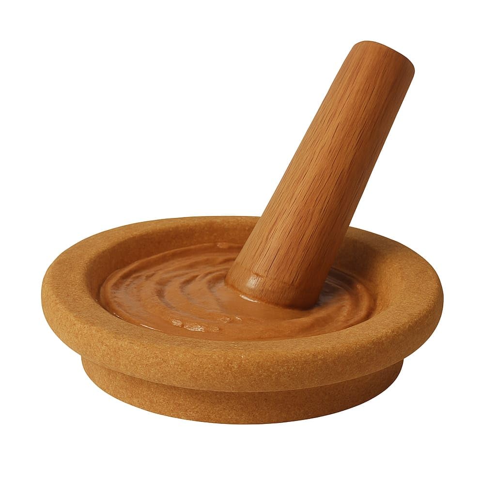 Yellow Stone Grinding Stone | Traditional Handcrafted Grinder for Kitchen & Decor | Natural Stone Silbatta for Spices & Herbs (yellow, Height 2cm Width 7.5cm Weight 180gm)-image-0