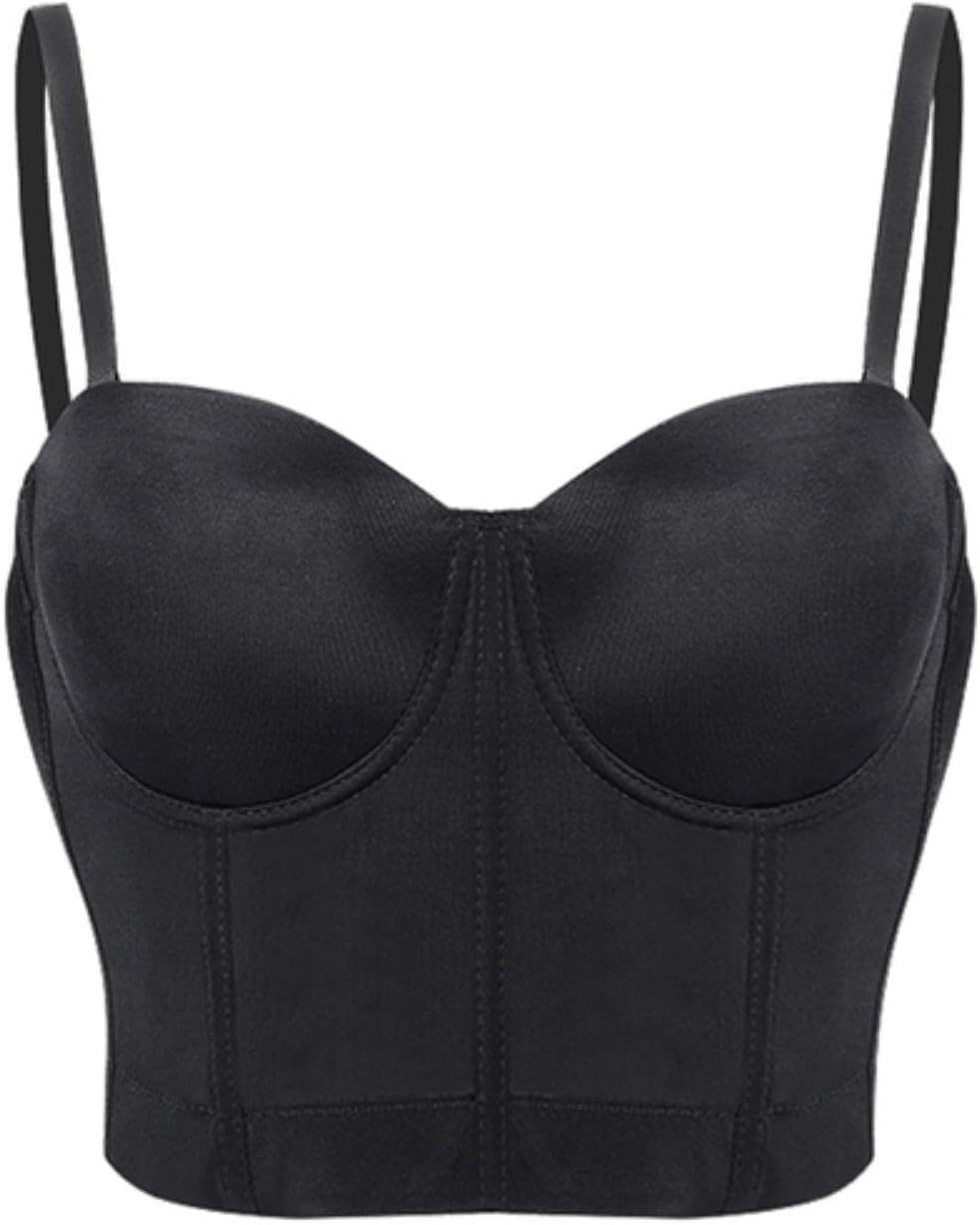 TEMKIN Rhinestone Bra Top Women Colorful Gothic Punk Push Up Bra Clubwear Party Bustier Crop Corset Top Sexy Lingerie (Color : Color 5, Size : M.)