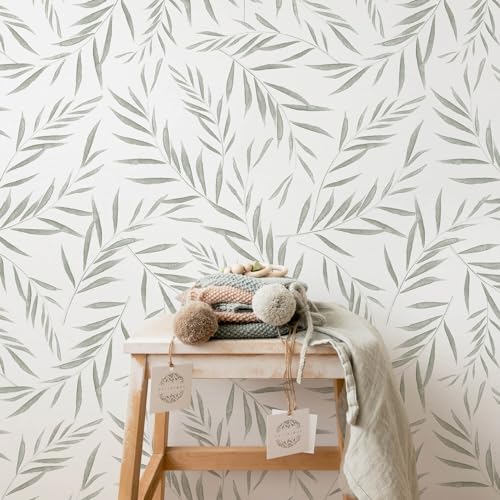 Light Green Botanical Foliage Wallpaper for Bedroom and Living Room