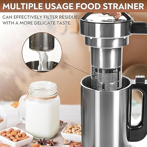 Milchbereiter auf pflanzlicher Basis, 1,2 l selbstreinigend mit Sieb-Set, ideal für Mandel, Sojabohne, Hafermilch zu Hause