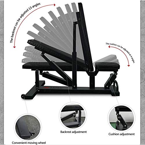 YZPTYD Foldable Weight Bench Commercial Weight Bench Adjustable Sit-up Fitness Equipment Home Fitness Equipment Sports Trainer Gym Quality Load 300kg,Colour:Black