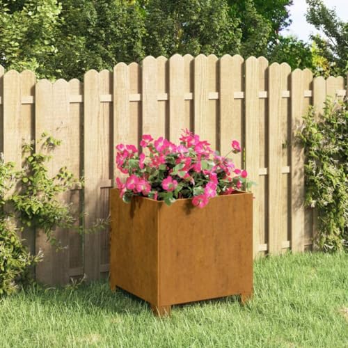 LLEZKBR Furniture Select-Macetero con patas oxidado, 32 x 30 x 33 cm, acero corten