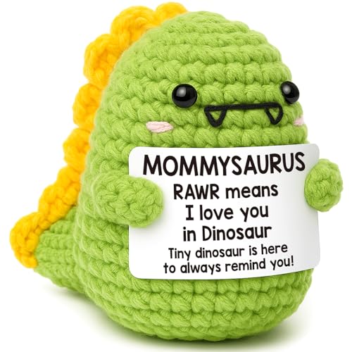 Mini Mothers Day Birthday Gifts for Mom I Love You Mommy Mother's Day Handmade Crochet Dinosaur Gift...