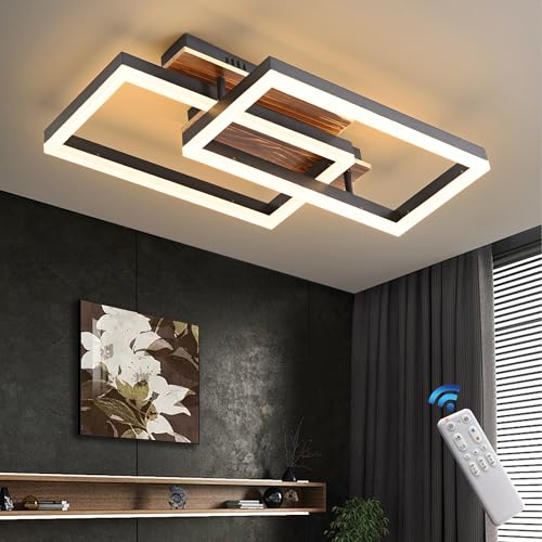Meloweel LED Deckenleuchte Holz dimmbar, Massivholz schwarz Vintage Deckenlampe, 40W 54cm 4000lm 3000K-6000K mit Fernbedienung, Schlafzimmerlampe, wohnzimmerlampe, Memory-Funktion, 4W Nachtlicht Meloweel LED Deckenleuchte Holz dimmbar, Massivholz schwarz Vintage Deckenlampe, 40W 54cm 4000lm 3000K-6000K mit Fernbedienung, Schlafzimmerlampe, wohnzimmerlampe, Memory-Funktion, 4W Nachtlicht