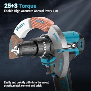 MHPRO Perceuse Visseuse Sans Fil 21V, Visseuse Devisseuse avec Batteries 2.0Ah, 42N.m Percussion, 25+3 Réglages de Couple, 24 Accessoires, 2 Vitesses, LED, pour Projet de Bricolage