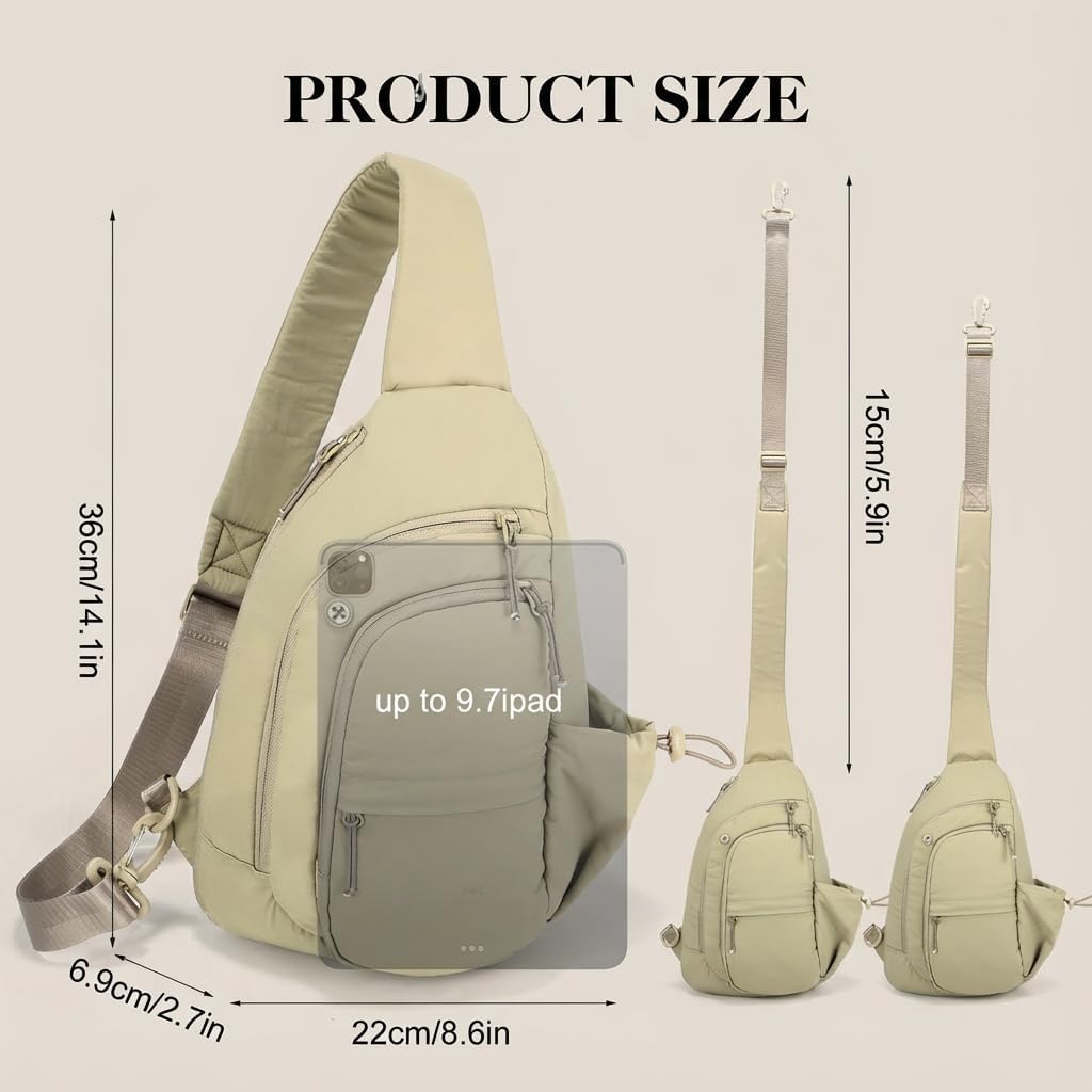 Sling Bag for Women, Anti-Theft RFID Nylon Crossbody Purse with Adjustable Strap for Travel & Shopping
