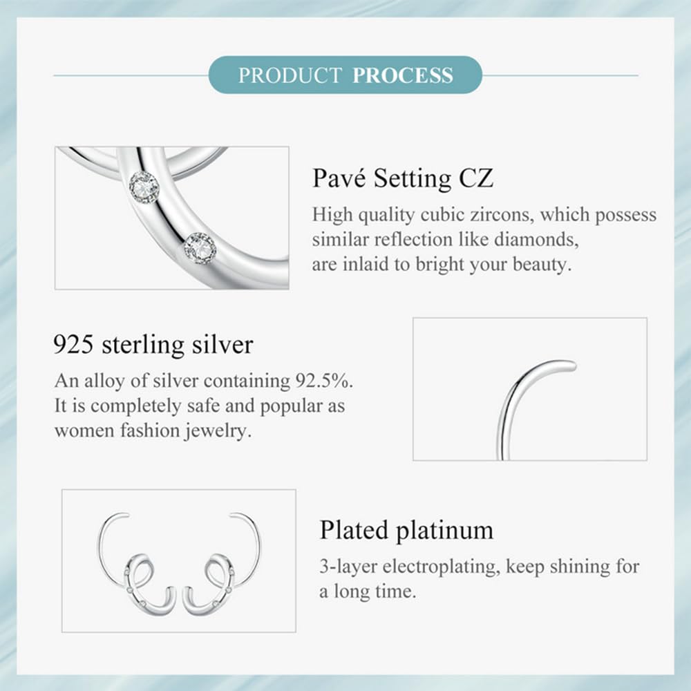 QHQQXN Spiral-Hoop-Twist-Doppelohrringe Silberne Helix-Spiralohrringe Doppelte Piercing-Ohrringe
