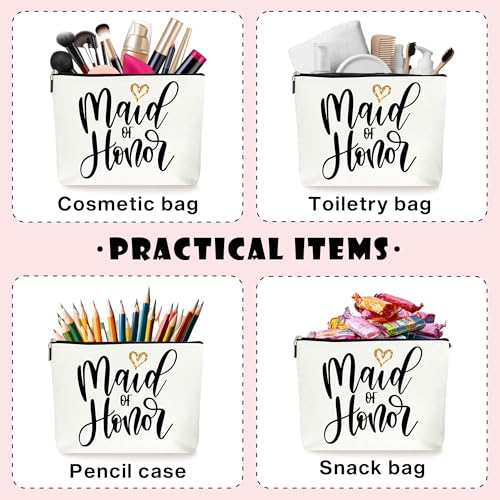 Maid of Honor Proposal Gifts, Bridesmaid Emergency Kit, Bachelorette Gifts for Bridesmaids, Wedding Gifts for Sister Besties Friends Women, Makeup Bag Cosmetic Bag Travel Pouch Gift. (088)3