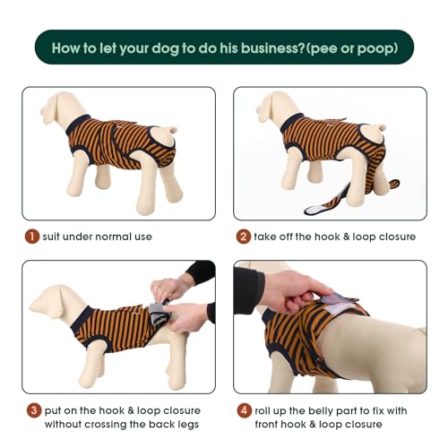 Kuoser Hundebody Nach Op, Hundebody Nach Kastration Rüde Hündin,Hundebody Nach Op Hündin, Atmungsaktiv Body Für Hunde Nach Op,Leckschutz Hund, Anti-Wundlecken Op Body Hund,Braun XXL