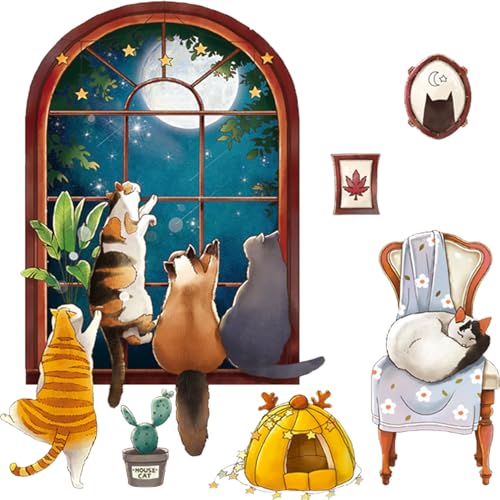 Cat Lovers Wall Art & Decor Cartoon Cat Door Stickers Cute Cat Wall Decor Cat Decorations Cute Cat Decor Posters for Nursery Room Toilet Kitchen Offices ?