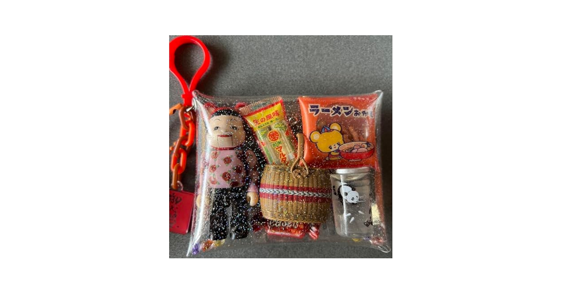 ガチャ詰め風ポーチ ガチャ詰め風ポーチ キャンディーバッグキーホルダー ブルー