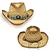 YOUBADU Western Straw Cowboy and Cowgirl Hats with Decorative Bands - Unisex Wide Brim Raffia Style Sun Hat (US, Alpha, One Size, Medium, Light Raffia)