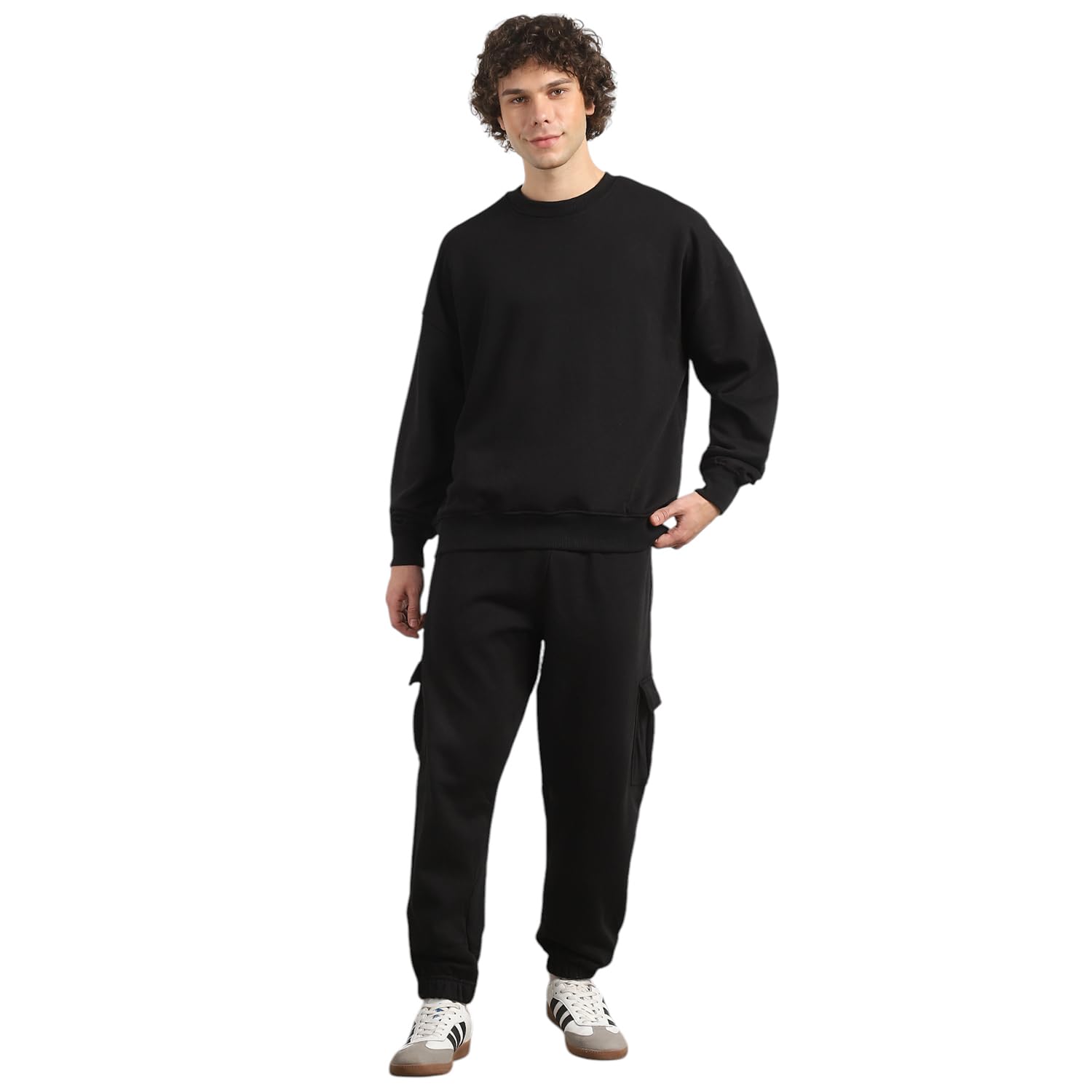 nobero Men Oversized Fit Sweatshirt-Joggers Coord Set(1M-LWCS-R0194-BL4_Black_L)-picture-25
