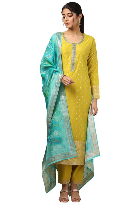 Image of Soch Womens Purple Crepe Floral Print Suit Set With Beads
