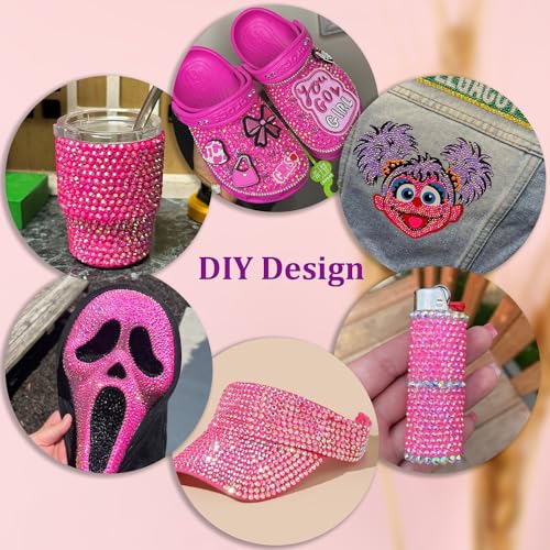 Image of 25000Pcs Resin Rhinestones for Crafting, Hot Pink AB 2-6mm Mixed Sizes Non Hotfix Flatback Gems with 1Pcs Glue, Bedazzling Crystal for DIY Craft Clothing Mugs Tumblers Shoes Fabric Decor Nail Art