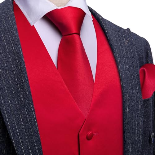 Image of Barry.Wang Men's Suit Vest Tie Bowtie Set Formal Silk Paisley Waistcoat Hanky Cufflinks Lapel Pin Set Wedding Party 7PCS