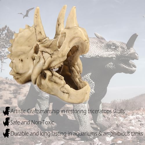 Image of Fish Hideout Cave Dinosaur Animal Skull Reptile Ornament Halloween Decor for Terrarium Aquarium Large Decorations Betta Tarantula Snake Decor Bones