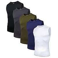 AMZSPORT Confezione da 5 Canotte da Uomo Traspiranti Maglia a Compressione