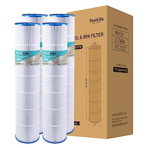 Poolzilla [4 Pack] Pool Filter Cartridge, Compatible with PLF131A, Pleatco PA131-PAK4, Hayward CX1280XRE, SwimClear C5020 Unicel C-7494, Filbur FC-1227, FC-6435, C5025, C5030 [L x OD: 31.75