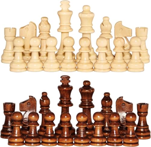 Image of 2.2 Inch Wooden Magnetic Chess Pieces Set (32 Pieces) | Strong Magnetic Wooden Chessmen for Replacement Use | Chess Pieces Only, Chess Coins only, Ideal for Teens and Adults