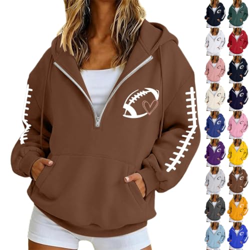 Game Day Crop Zip Up Hoodie Women Football Y2k Oversized Hooded Sweatshirt - image 1