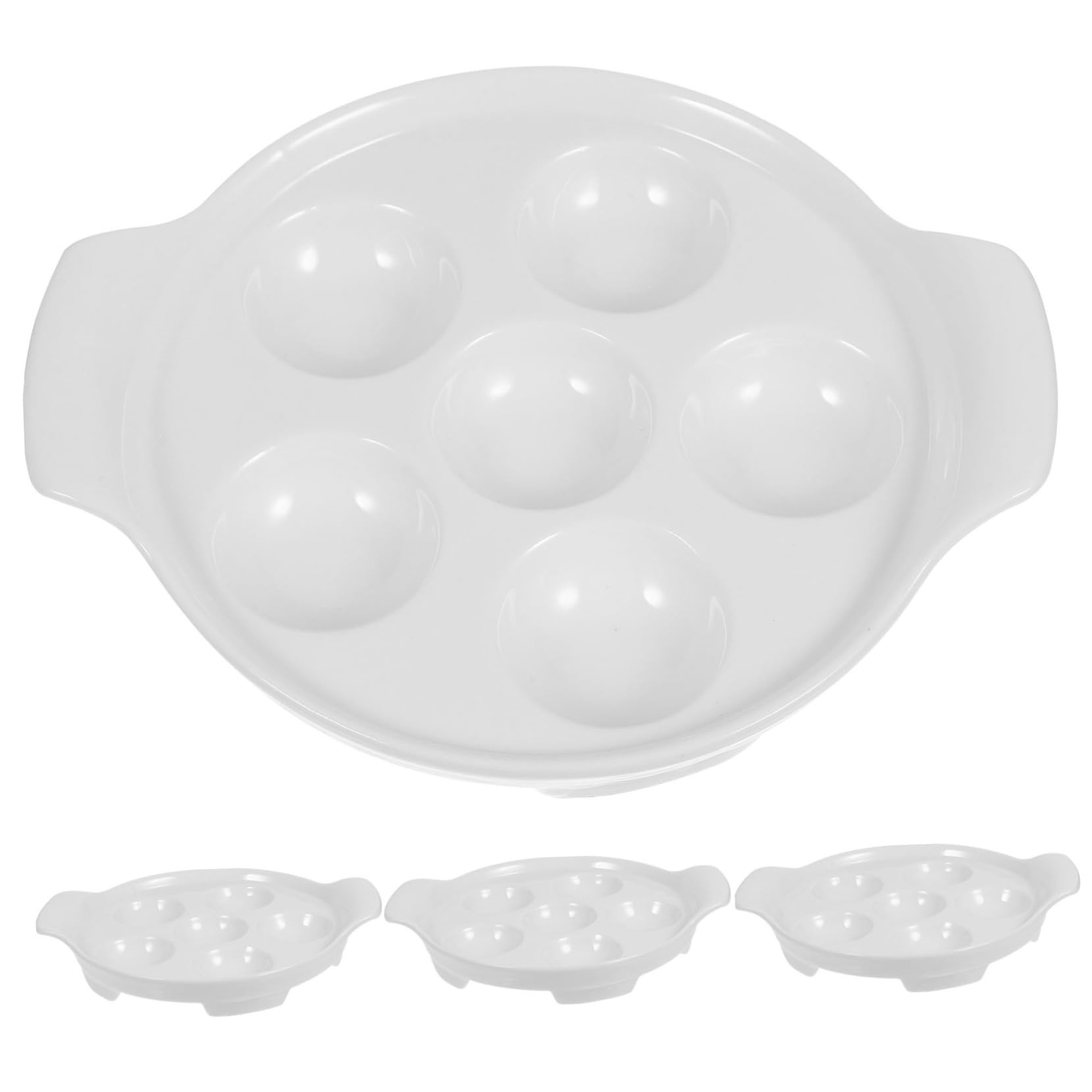 OUNONA 4piezas Platos De Cerámica Para Escargots Con Asas Dobles Bandejas Para Hornear Caracoles Con Agujeros Profundos Resistentes Al Calor Versátiles Para Mariscos y Aperitivos