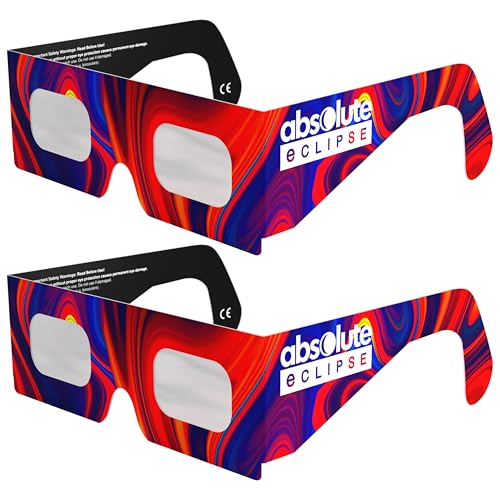 Absolute Eclipse Goo - Gafas solares para eclipse - ISO 12312-2 y con certificación CE - Fabricante de la UE - Paquete de 2 pares - Eclipse Europe 2026