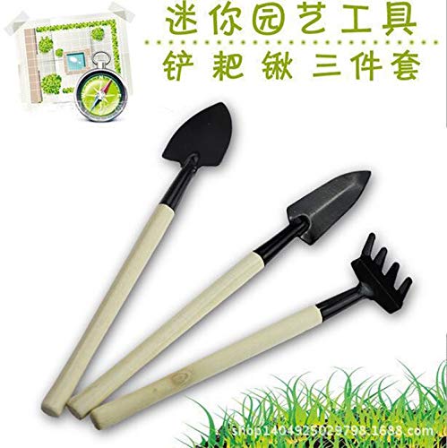 Ajcoflt 3 PCS Pá Pá Ancinho Mini Conjuntos de Ferramentas de Jardim Cabo de Madeira Leve para Varand