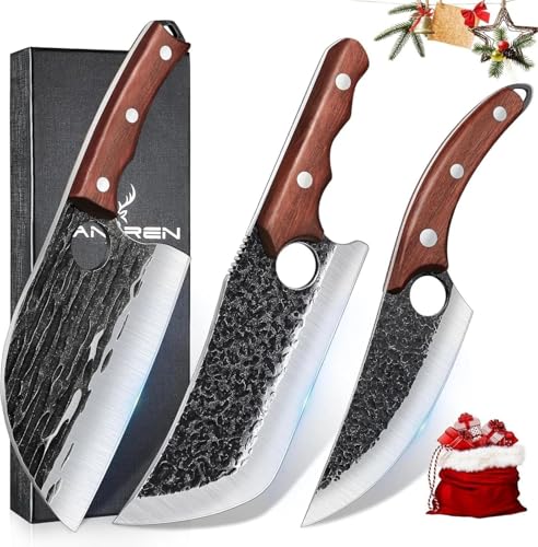 TAN REN 3PCS Forged Butcher Knife Set