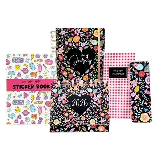 Image of Doodle Series Planner Kit | Planner Set Includes A5 Journal (22x17cm) 262 Pages | 120 GSM | Weekly Planner | Desk Calendar 2026 | Stickers Book | Bookmark (The Journey Edition, Doodle Series)
