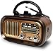 Radio Portatile Vintage, AM/FM/SW Radio Bluetooth Ricaricabile, Radiolina Portatile Alimentata da Batterie Ricaricabili da 1200 mAh o da Batterie D-Cell, Radio Vintage che Supporta USB/TF Card/TWS immagine