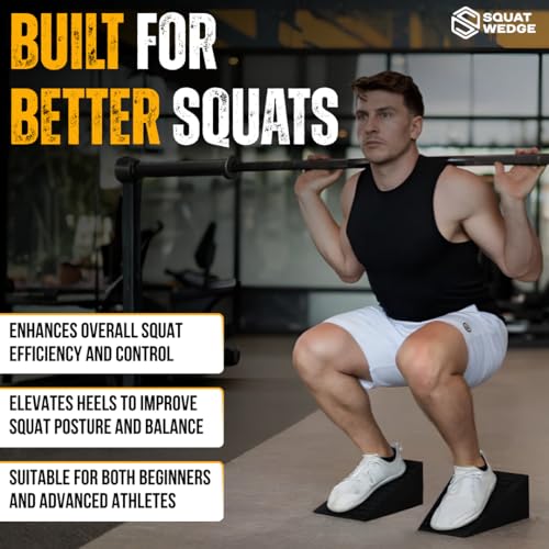 Image of Squat Wedge & Calf Raise Block, 2-PCS Non-Slip Heel & Foot Elevated Slant Board for Workout, Weightlifting, Physical Therapy & Calf Stretching, For Men & Women