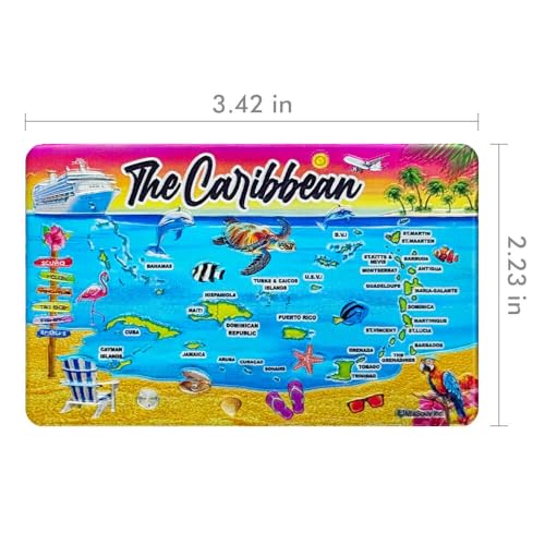 Imán decorativo mapa isla Caribe rectangular miniatura 2
