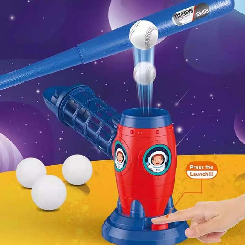 Jeu De Baseball Enfant Avec Lanceur Automatique – Set Tee-Ball, Batte, 3 Balles Souples, Jouet D'Extérieur Dès 3 Ans