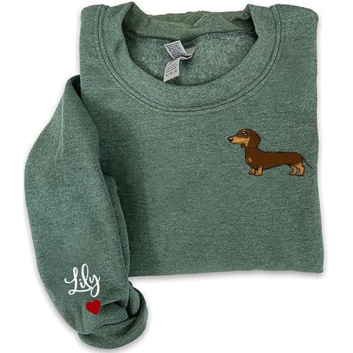 Customized Dachshund Crewneck, Custom Dog Pullover, Personalized Sausage Dog Sweatshirt, Unique Cream Pup Apparel, for Pet Lovers