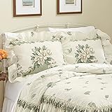 Collections Etc Magnolia Garden Floral Ruffle Pillow Sham, Sage, Sham
