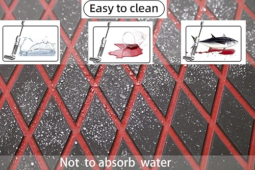Image of Boat Flooring Eva Foam Decking Marine Non-Slip Self-Adhesive Flooring for Motorboat Fishing Boat RV Yacht Kayak Swimming Pool 86.6 inchX37.4 inch (Dark Grey and Red Diamond Seamlines)