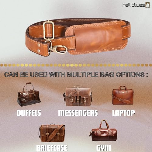 Bag Strap Replacement - Genuine Leather Adjustable Shoulder Strap for Messenger, Laptop, Camera, Travel Bags2