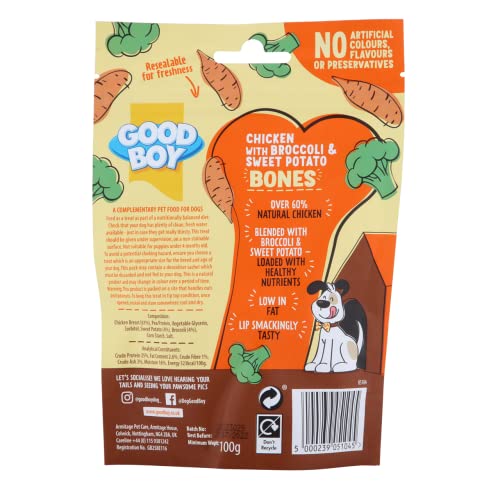 Good Boy Superlicious Chicken, Broccoli & Sweet Potato Bones - Natural Dog Treats - Low Fat Training Treats - Bulk Box - 10 x 100g - Image 3